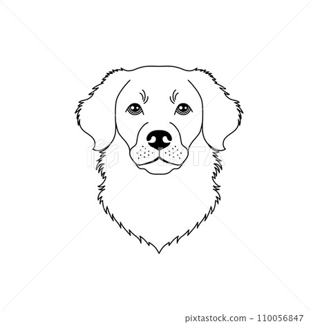 Retriever dog icon in linear flat style on white background. 110056847