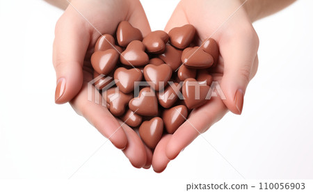 女人的手拿著一顆小巧克力心/AI世代 110056903