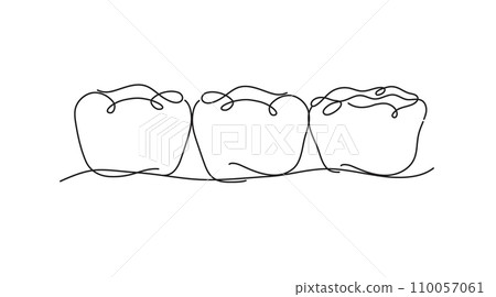 Implanted teeth with crown bridge flat line 110057061