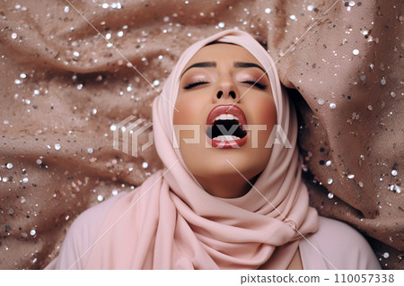 Young muslim woman having orgasm Beautiful  Stock  