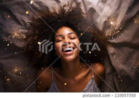 Young african american woman having orgasm Stock