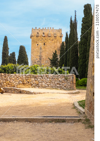A view of Archaeological Walk, with monumental roman walls, in Tarragona, Spain 110057478