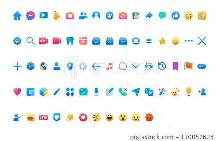 All Facebook Icons Set, Social media ui vector icon set All Facebook Icons Set, Social media ui vector icon set 110057623