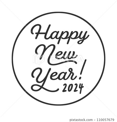 2024年新年快樂文字被圓框包圍 — 2024年新年和新年賀卡材料 110057679