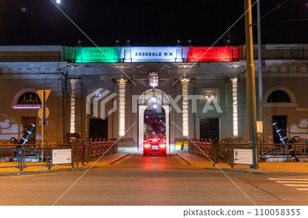 Italy, La Spezia, Technical Naval Museum of Spezia at night 110058355