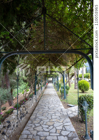 Park of palace Achilleon, Corfu, Greece 110058965