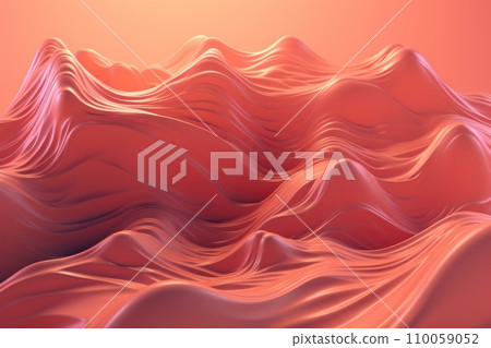 AI-generated content. Abstract ultra liquid wavy pattern in peach fuzz and apricot crush colors, monochrome background. 110059052