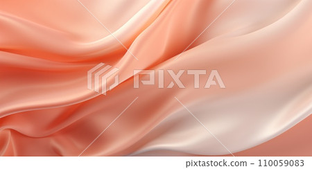 AI-generated content. Abstract wavy pattern in peach fuzz and apricot crush colour, monochrome background for website. 110059083