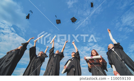 Graduation Caps Thrown in the Air. Graduation Caps Thrown in the Air. 110059130