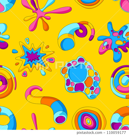 Pattern with abstract shapes. Cartoon cute trendy creative image. 110059177