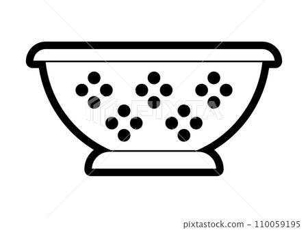 Illustration of cooking colander. Stylized kitchen utensil item. Illustration of cooking colander. Stylized kitchen utensil item. 110059195
