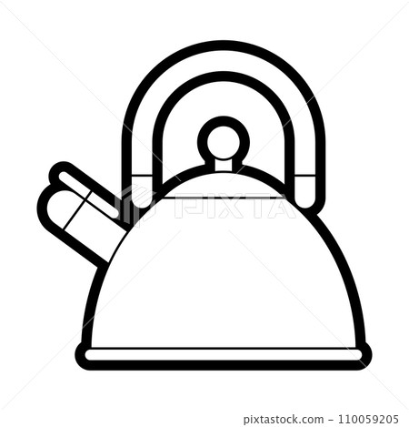 Illustration of kettle. Stylized kitchen utensil item. 110059205