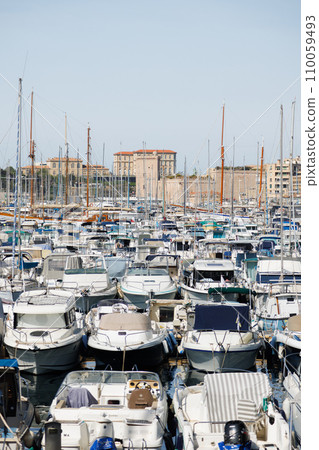 Private boats are parked in the waters of Marseille. 110059493