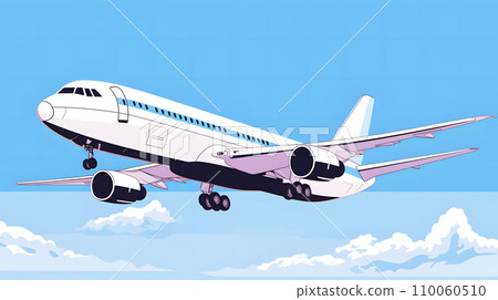 Illustration of an airplane in the sky Illustration of an airplane in the sky 110060510