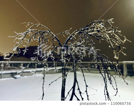 Snowfall in the city at night. Heavy snowfall in the city. Snowfall in the city at night. Heavy snowfall in the city. 110060738