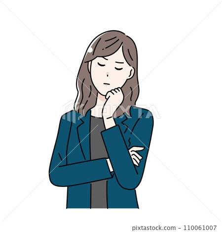 一個雙臂交叉的憂心忡忡的商人的插圖 一個雙臂交叉的憂心忡忡的商人的插圖 110061007