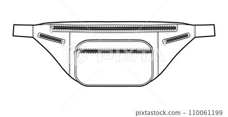 Belt Bag silhouette. Fashion accessory technical illustration. Vector satchel front 3-4 view for Men, women 110061199