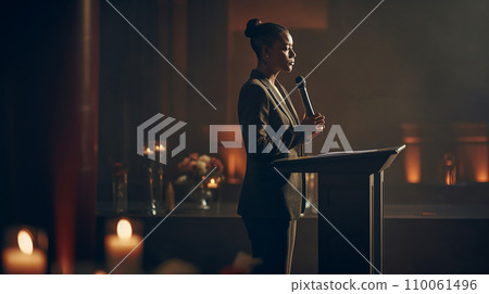 Moderator/Microphone/Presentation/Speech/Comments/Interview 110061496