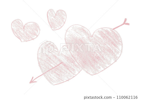 Pencil drawn pink heart arrow isolated on white background. Pencil drawn pink heart arrow isolated on white background. 110062116