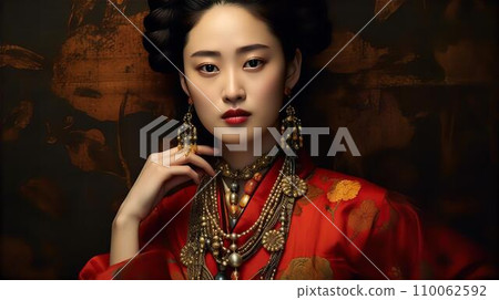 美容佩戴傳統，中國王朝，貴族，珠寶首飾，女性佩戴配件 110062592