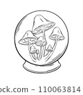 Crystall ball for fortune tellers. Gypsy spiritual ball with mystic powers. Vector illustration 110063814