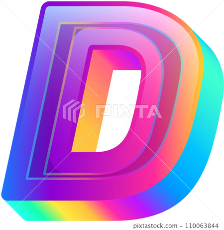 Neon Bold Gradient  Alphabet Letter D 110063844