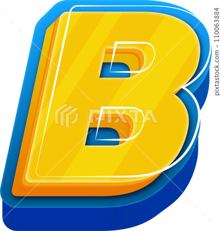 3D Blue Line Yellow Blue Alphabet Letter B 110063884