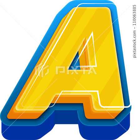 3D Blue Line Yellow Blue Alphabet Letter A 3D Blue Line Yellow Blue Alphabet Letter A 110063885