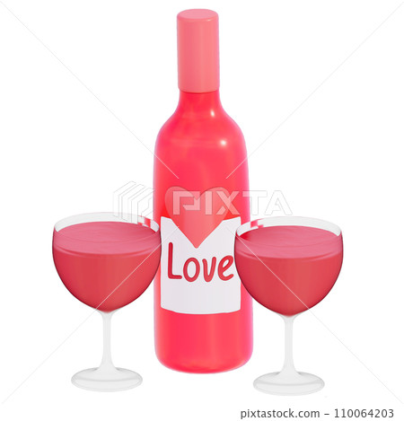 Valentine's movie night Love champagne on transparent background, 3D rendering Valentine's movie night Love champagne on transparent background, 3D rendering 110064203