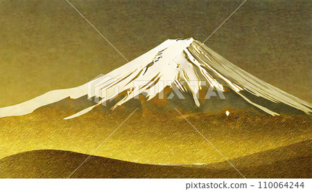 富士山金色背景與富士山圖像素材 110064244