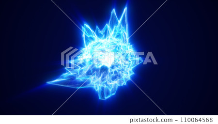 Glass round shiny transparent blue ice  energy magic glowing bright sphere abstract background 110064568
