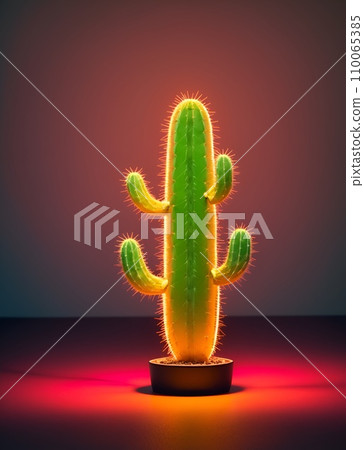 Colorful cacti that glow in fluorescent and neon colors 110065385