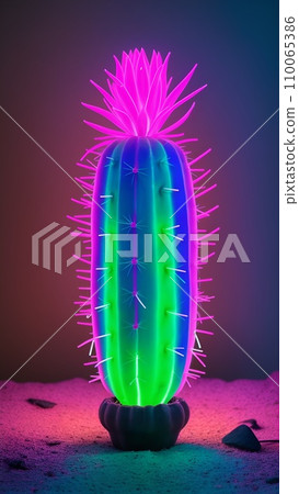 Colorful cacti that glow in fluorescent and neon colors 110065386
