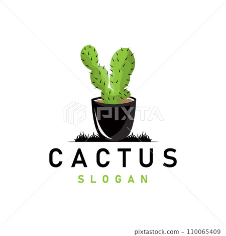 Cactus logo vector desert green plant design elegant style symbol Icon Illustration 110065409