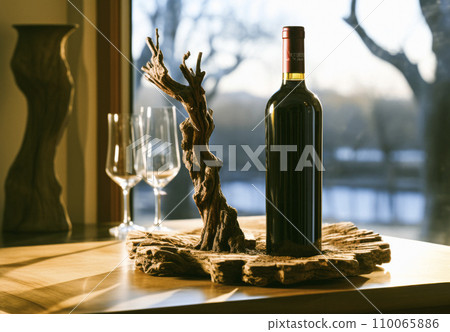 wine glasson window sill at home background wine glasson window sill at home background 110065886