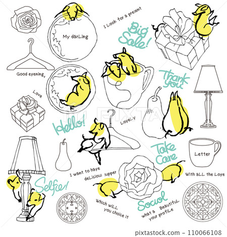 Cute pigs with a doodle style and comedic style. It is drawn with a thin line. These can be used for advertising in shopping malls Cute pigs with a doodle style and comedic style. It is drawn with a thin line. These can be used for advertising in shopping malls 110066108