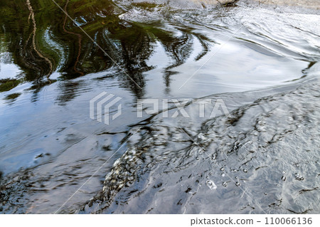 Fast stream water of Ruskeala waterfalls 110066136