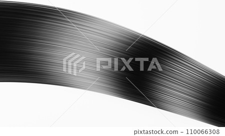 Shiny black hair on a white background. 3D (horizontal) 110066308