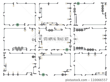 Steampunk piping frame set iron gradation 110066557
