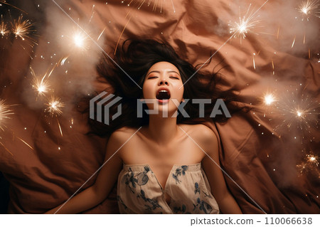 Young Asian woman having orgasm. Beautiful Stock Illustration