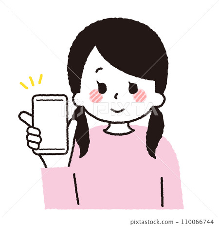 Illustration of a student operating a smartphone. 110066744