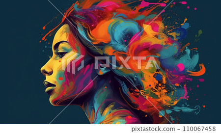Digital art creative colorful woman profile illustration Digital art creative colorful woman profile illustration 110067458
