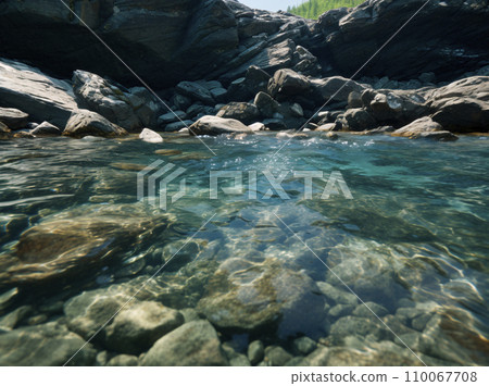 清澈的河水水面 110067708