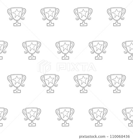 Black and white award seamless pattern. Winner trophy cup repeat background. Hand drawn vector print Black and white award seamless pattern. Winner trophy cup repeat background. Hand drawn vector print 110068436