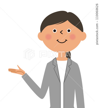 這是一位穿著西裝的女士在引導你。 110068626