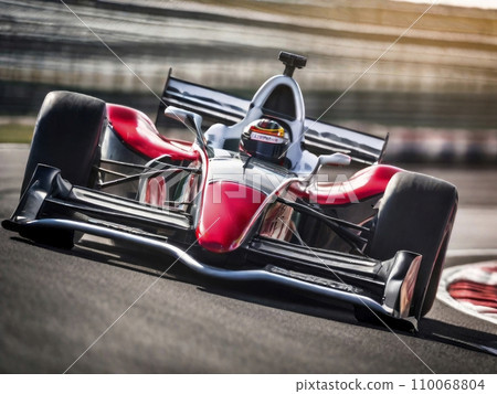 Race car with sleek design, captured in a high speed motion blur Race car with sleek design, captured in a high speed motion blur 110068804