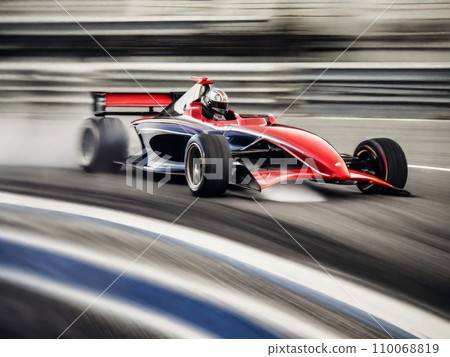 Race car with sleek design, captured in a high speed motion blur 110068819
