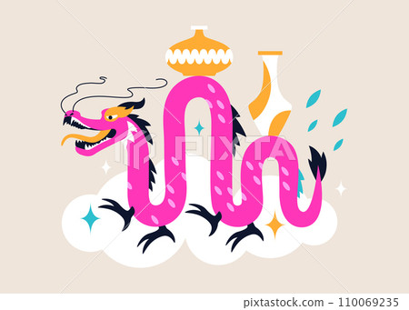 Chinese mythology - modern colored vector illustration 110069235