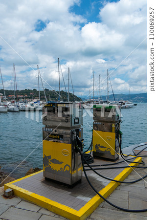 Italy, Portovenere, Marina gas station Italy, Portovenere, Marina gas station 110069257