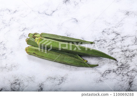 Green ripe tasty okra tropical vegetable Green ripe tasty okra tropical vegetable 110069288